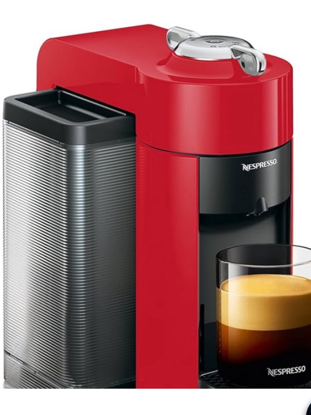 Nespresso Vertuo Red Espresso Machine with Black and Silver Accents